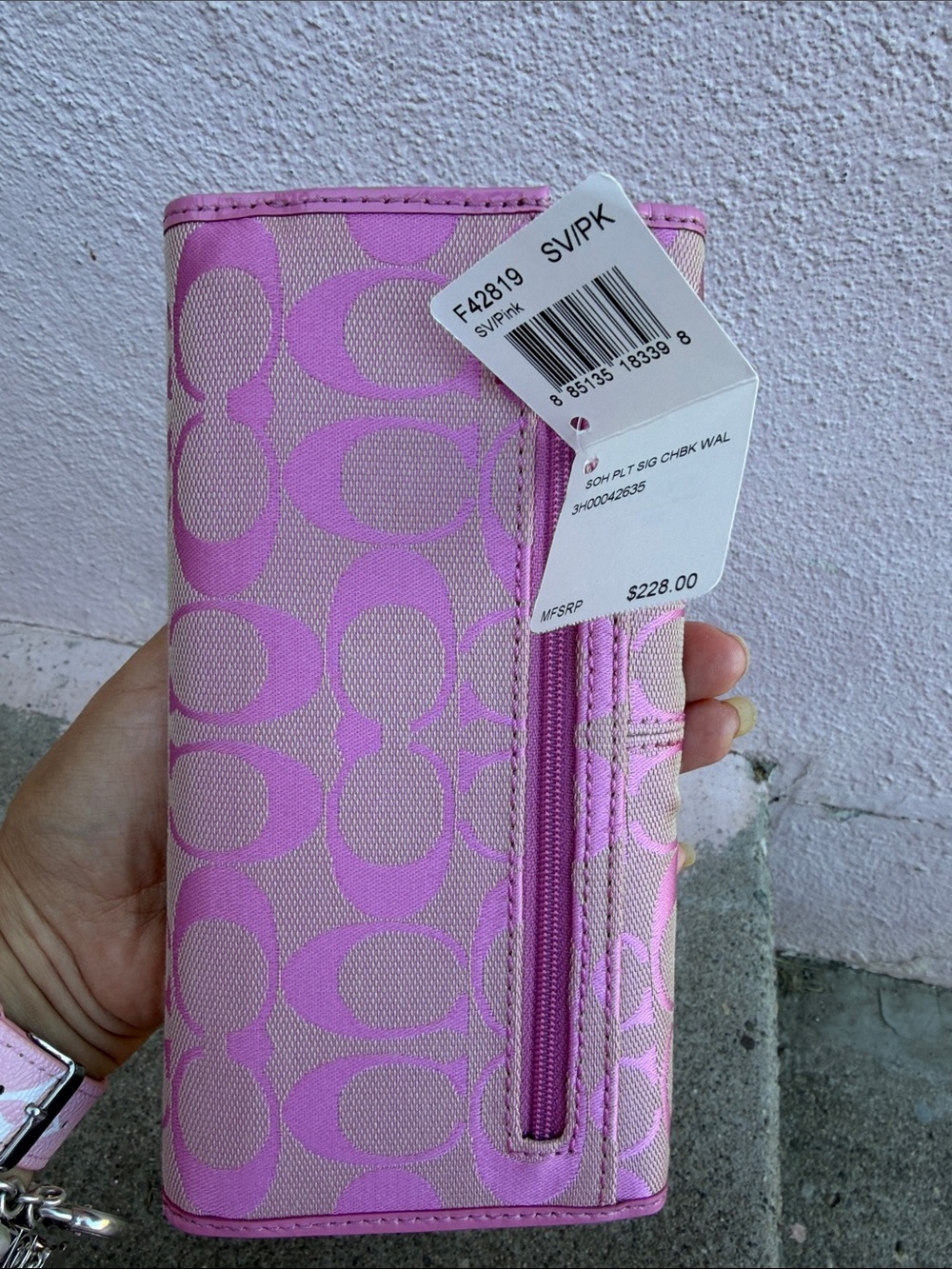 NWT Coach Soho Pleated Signature Checkbook Wallet Pink F42819 Vintage 2009